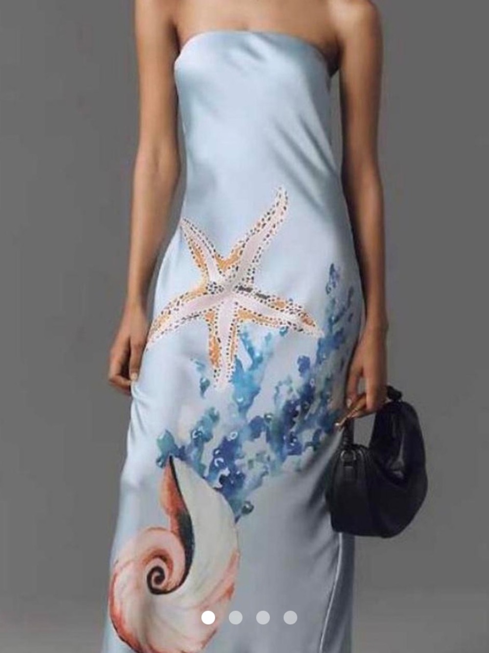 Anthropologie Light Blue Strapless Maxi Dress with Sea Life Motif